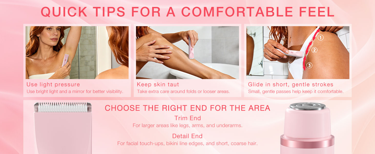 Bikini Trimmer for Women Dual Heads,Gentle Electric Razor Bikini Line,Underarms,Legs,Facial USB-C
