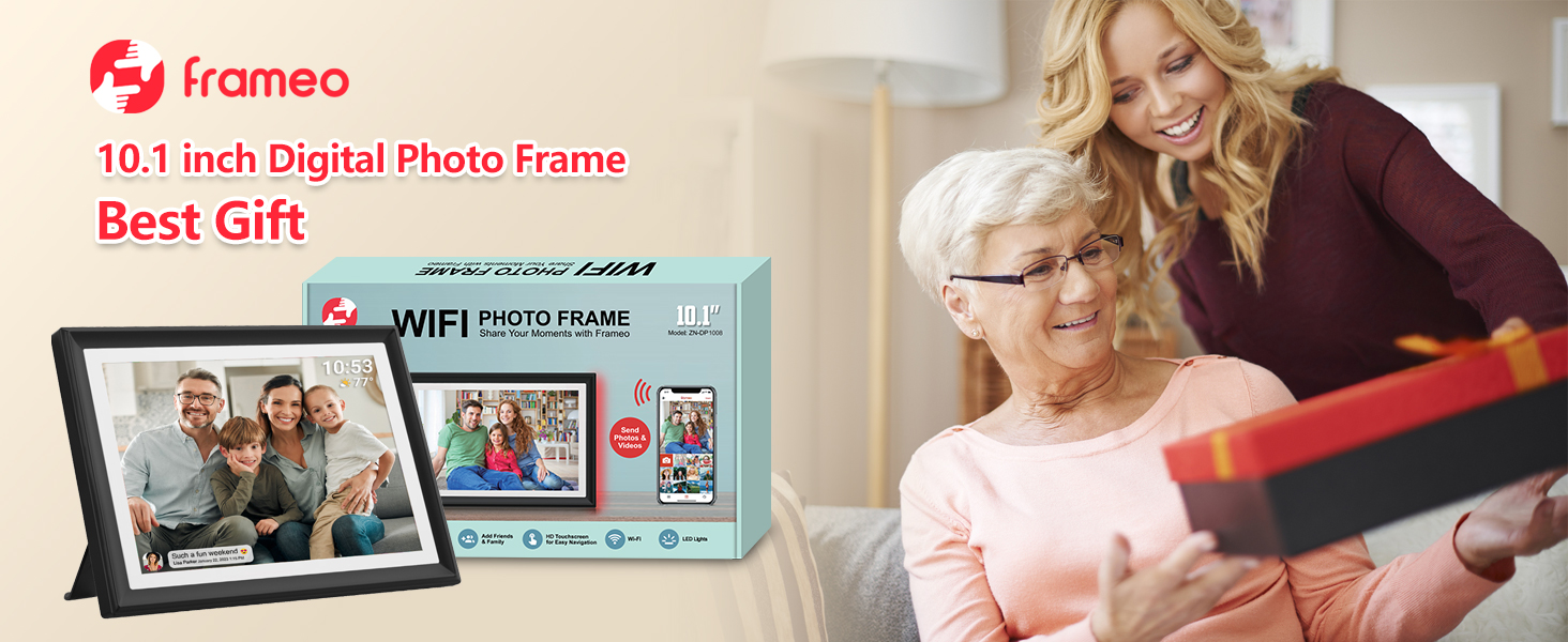 FRAMEO 10.1 Inch WiFi Digital Picture Frame Digital Photo Frame
