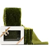 HUIHUANG Olive Green Velvet Ribbon 2 inch Handmade Fringe Frayed Silk Velvet Ribbon for Flower Bo...