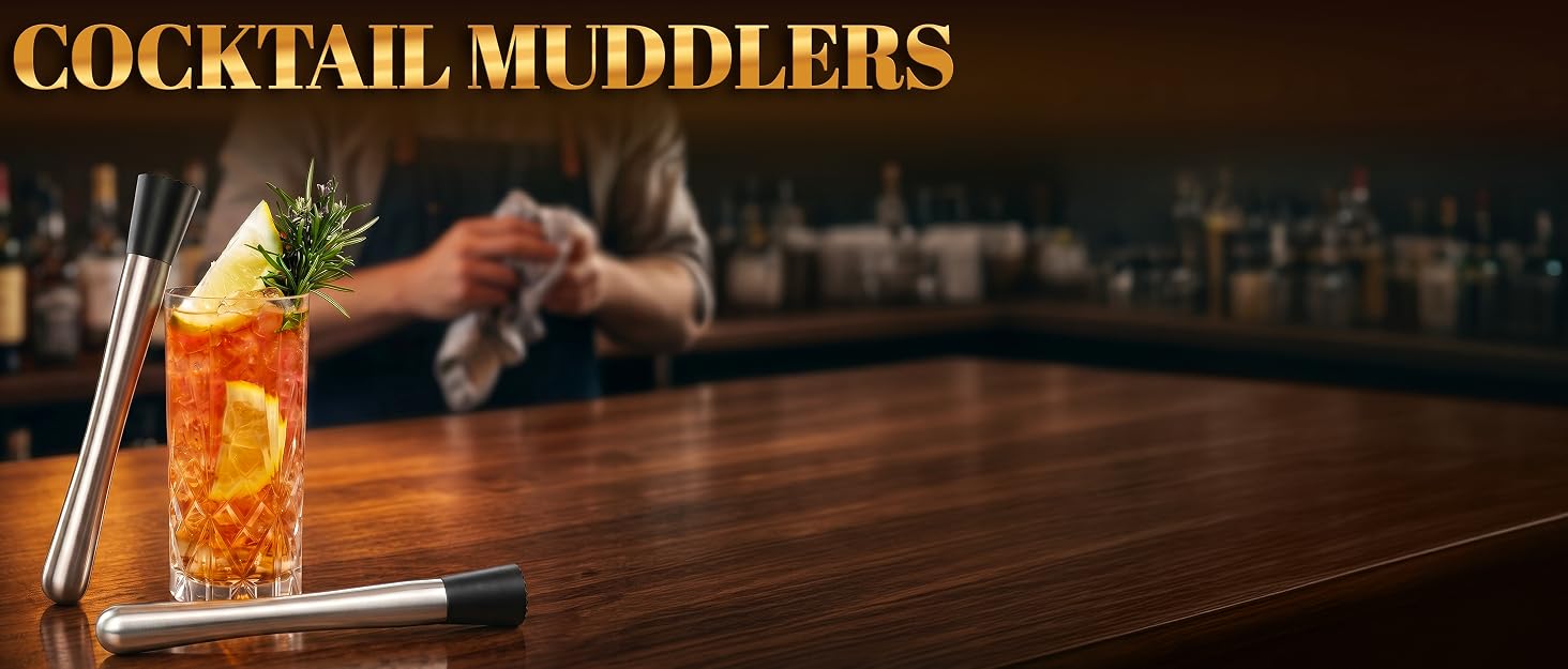 Home cocktail muddler with lime in glass