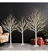 2-Pack 4FT Lighted Birch Tree for Indoor Christmas Decorations Outdoor, Higher Size, Timer Functi...