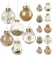 Christmas Ornaments Set, 30ct Clear Champagne Christmas Ornaments for Christmas Decoration Large ...