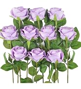 Kenpal 10pack Realistic Fake Roses Artificial flowers with Stem for Wedding Decoration Centerpiec...
