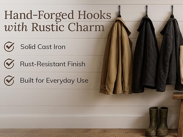 Hand-Forged Hooks with Rustic Charm