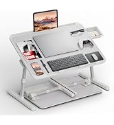 Potuopy Adjustable Lap Desk, Large Smooth Easy-Clean Wood Grain Desktop, Foldable Laptop Bed Tray...