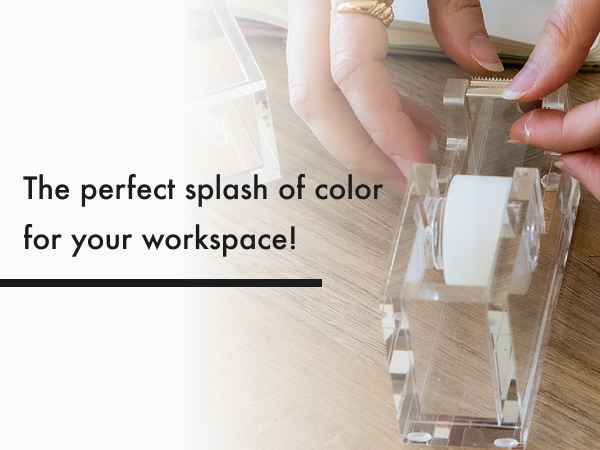 Acrylic tape dispenser Clear tape Silver Non-slip Heavy-duty Modern Desk Organizer Cute Office Gift