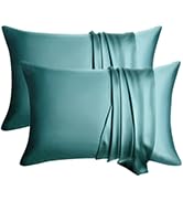 teal silk pillowcase