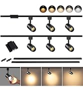 TuyuBEE 5 Color Zoomable 6-Light LED Track Lighting Kit with 6.6FT H Track Lighting Rail & Floati...