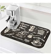 Vintage Coffee Blueprint Coffee Bar Mat 12" x 19", Absorbent Quick-Dry Coffee Drying Mat, Non-Sli...