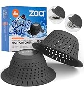 zaa Bathtub Drain Strainer Silicone Bathroom Stopper Fixture Accessories | 2-Pack Black Collapsib...
