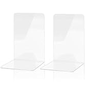 MSDADA Book Ends Clear Acrylic Bookends for Shelves, Bookends for Home Office Library Decorative,...