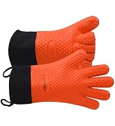 GEEKHOM BBQ Gloves Heat Resistant Oven Mitts - Silicone Grilling Gloves with 13.7" Arm Protection...