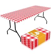 Smiry Picnic Table Cloth 4 Pack, Waterproof Elastic Fitted Tablecloths for 6FT Rectangle Tables, ...