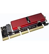 IYUANEPRO M.2 NVMe SSD to PCI-E 16X Adapter Card, Red Aluminum Heatsink, Fixed Spring Plate, Ther...