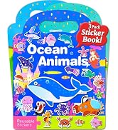 Benresive Puffy Reusable Sticker Book for Toddlers 2-4 Years, 3 Sets Travel Stickers for Kids, Wa...