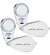 JARLINK 2 Pack 40X Jewelers Loupe Magnifier with Metal Construction, LED/UV Illuminated Magnifyin...