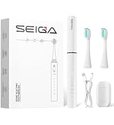 SEIGA Sonic Electric Toothbrush for Adults, Rechargeable Travel | Protective Cover,5 Modes &3 Int...