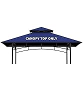 Grill Gazebo Replacement Canopy Top Only - 5' x 8' Outdoor BBQ Gazebo Canopy Roof, Waterproof Dou...