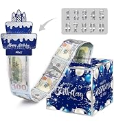 Birthday Money Box for Cash Gift with DIY Stickers,A Surprising Money Gift Box with Pull-Out Happ...