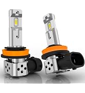 Yunvolx H11 Car Fog Light Bulbs, 25W 16000LM CSP Chip, 6500K Golden/Cool White, 6063 Aluminum, 1:...