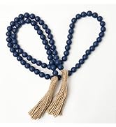 OMISHE 59in Wood Bead Garland with Tassels, Decorative Beads, Farmhouse Wooden Beads Garland for ...