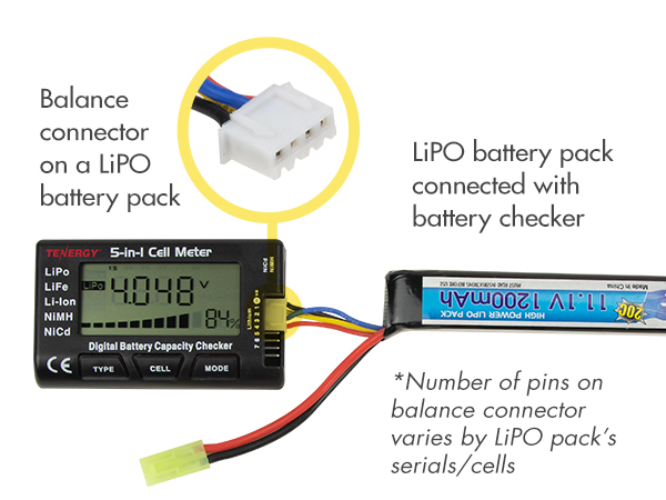 Connect LiPO battery packs with the balance port