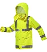 iCreek Safety Work Jacket for Men and Women Waterproof Hoodie High Visibility Reflective Jacket f...