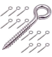 ZUSFUL 12-Pack 304 Stainless Steel Screw Eyes, Heavy Duty Screw in Eye Hooks Ring for Yoga, Swing...