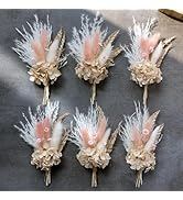 Miniature Dried Flower Bouquet (Pack of 6), Small Dried Pampas Grass, Small Dried Flowers for Cra...
