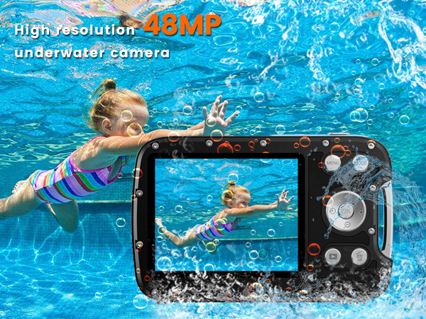 underwater camera 48 MP dual screen waterproof camera