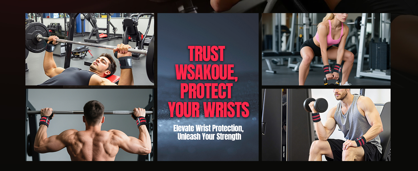 WSAKOUE Weightlifting Wrist Wraps - 18" Professional Wrist Support with Heavy-Duty Thumb Loop 12