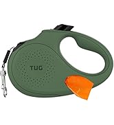 TUG Oval 360° Tangle-Free Retractable Dog Leash with Integrated Waste Bag Dispenser (Small, Green)