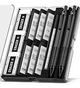 Four Candies Mechanical Pencils Set, 2Pcs Black Metal Pencils Set with 360PCS HB Lead, 3 Erasers,...