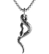 HZMAN Gothic Jewelry Men's Stainless Steel Animal Snake Pendant Chain Necklace