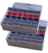 AARAINBOW 2 Packs Underwear Socks Ties Storage Organizer with Lids Foldable Closet Drawer Organiz...