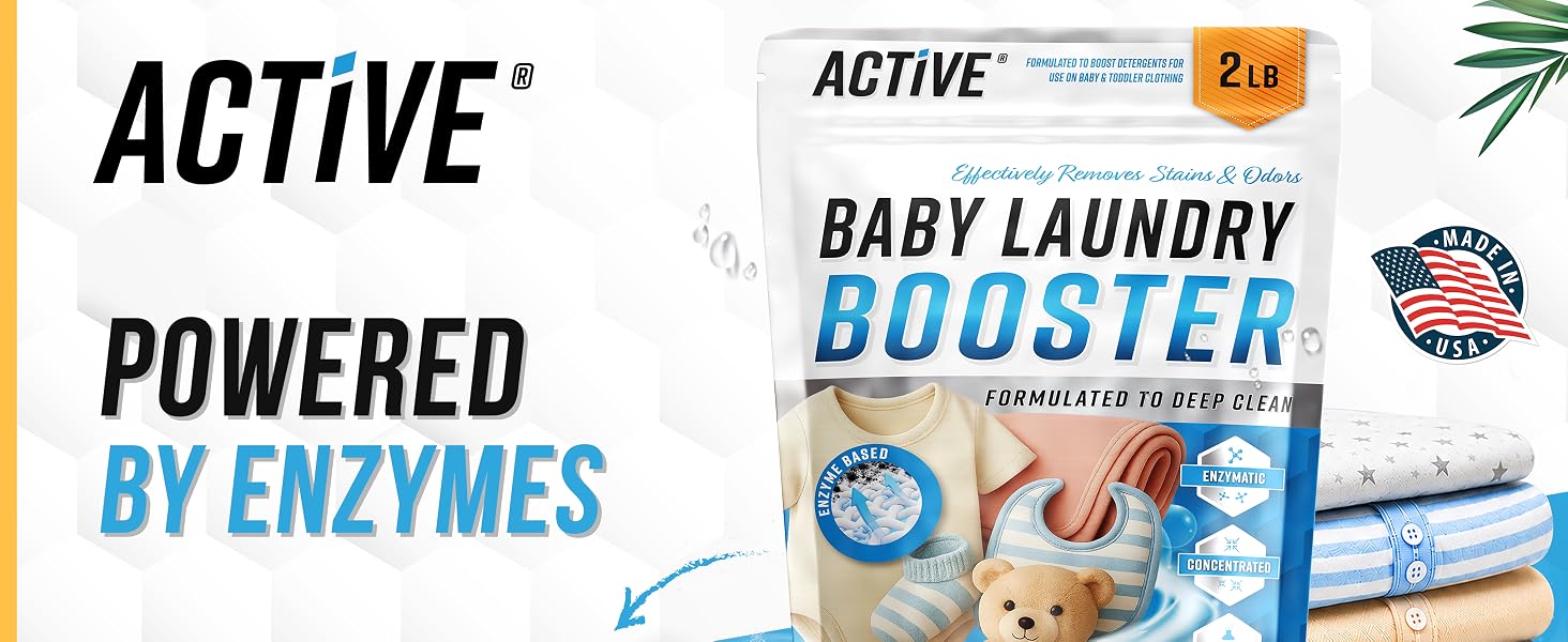 Enzyme Powered Laundry detergent booster powder for baby clothes stain remover