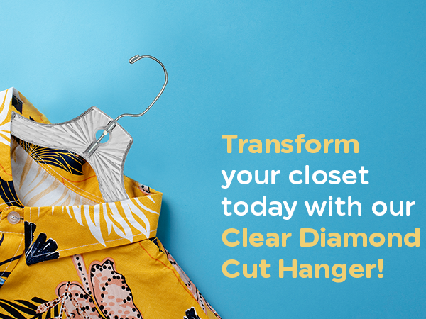 5501 Clear Plastic Hangers Premium A+ Content mobile image showing Crystal Cut Plastic Hangers