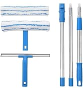 Mitclear Window Cleaner with Long Handle(57IN), Glass Cleaning Tools with Silicone Squeegee & Mic...