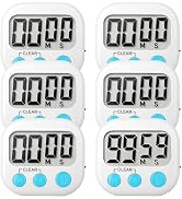 6 Pack Digital Kitchen Timer Small Classroom Timers for Kids Teachers (White)