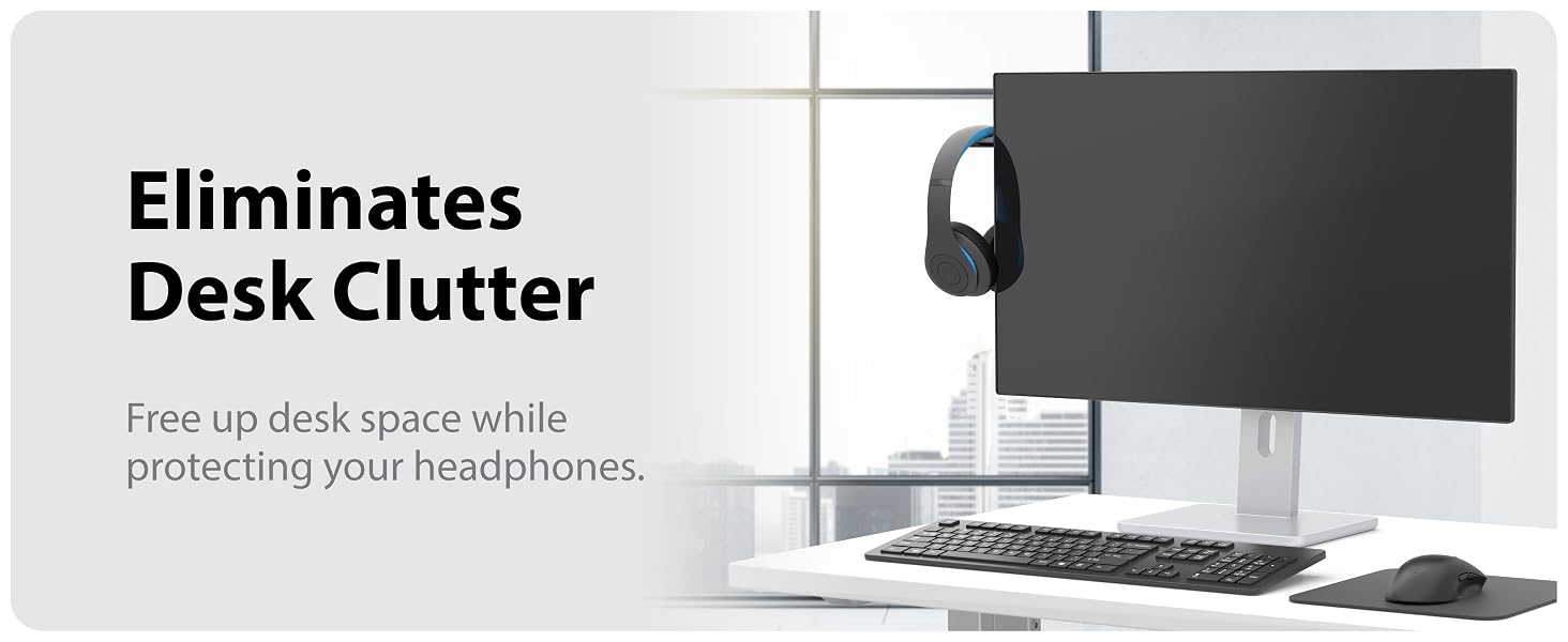 Free up desk space while protecting your headphones.