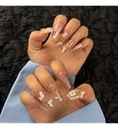 AKA Unicorn Trendy Handmade Press On Nails Medium Coffin Shape,10Pcs Hand Painted Acrylic Fake Na...