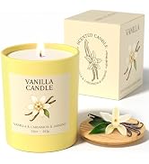 NORVENCE Vanilla Candle, Vanilla Scented Candles for Women, 10oz Soy Candles with Bamboo Lid for ...