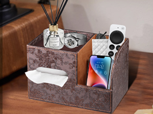 Square Tissue Box Cover with Storage Tray