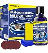 SHIELDOM Car Headlight Restoration Kit, Ceramic Coating Headlamp Defogger Fluid Cleaner & Restore...