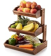 HOLANA Acacia 3 Tier Fruit Basket for Counter – Wooden Fruit Bowl for Kitchen Counter Organizer &...