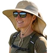 Camptrace Sun Hats for Women Men UPF 50+ UV Protection Wide Brim Hiking Fishing Hat with Neck Flap