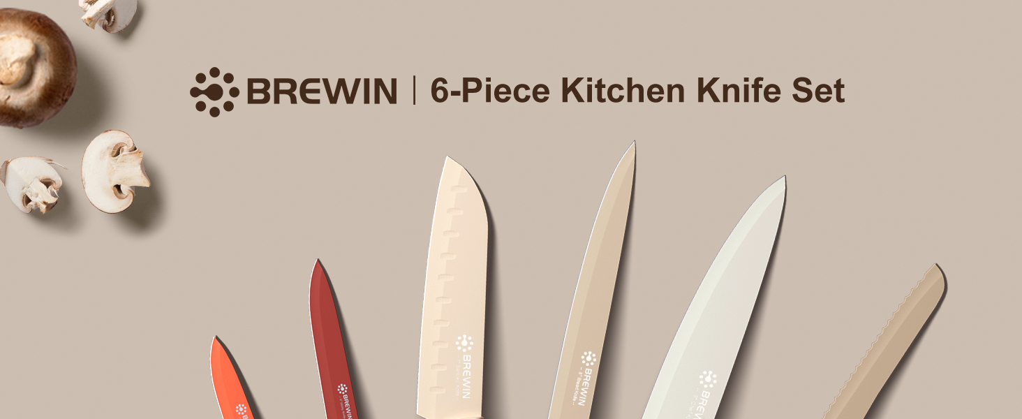 12-piece multicolor kitchen knife set with sharpener and nonstick blades for home cooking