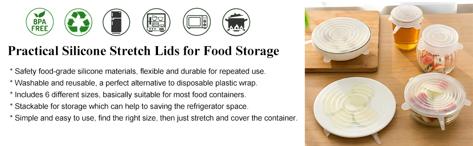 reusable silicone lids; silicone covers; silicone food covers; reusable silicone food lids;