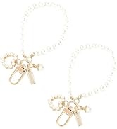 Dwuww 2Pcs Women's Imitation Pearl Chain, Golden Chain Backpack Key Pendant Accessories Key Ring ...