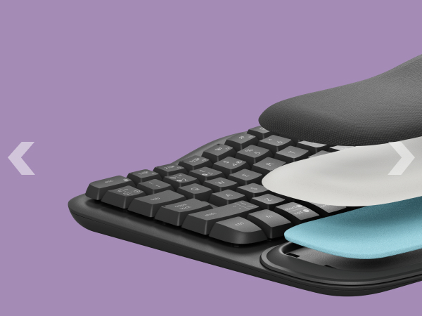 zoom of the palm-rest of Wave Keys MK670 Combo, Wireless Ergonomic Keyboard